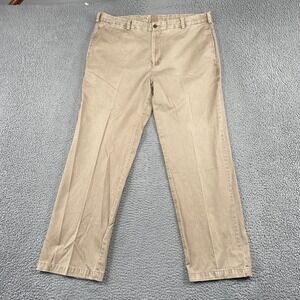 Johnston & Murphy Pants Mens 38x32 Khaki Pima Cotton Flat Front Straight Chinos
